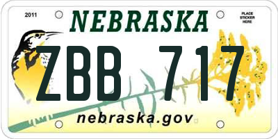 NE license plate ZBB717