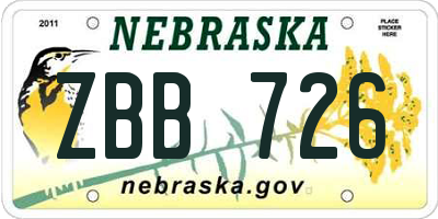 NE license plate ZBB726