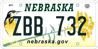 NE license plate ZBB732