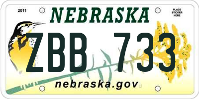 NE license plate ZBB733