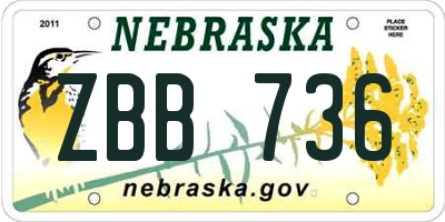 NE license plate ZBB736
