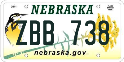 NE license plate ZBB738