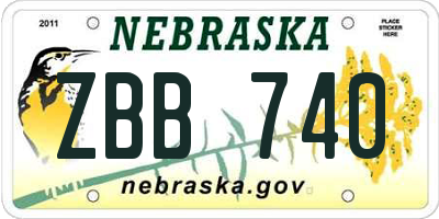 NE license plate ZBB740
