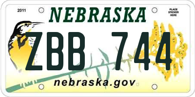 NE license plate ZBB744