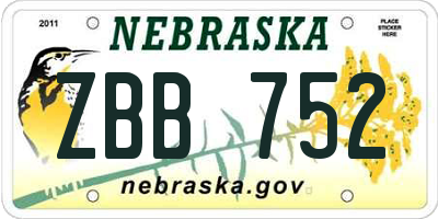NE license plate ZBB752