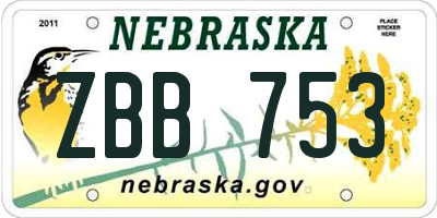 NE license plate ZBB753