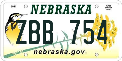 NE license plate ZBB754