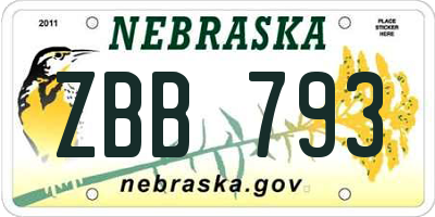 NE license plate ZBB793