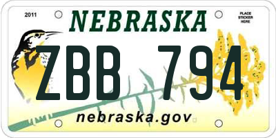 NE license plate ZBB794