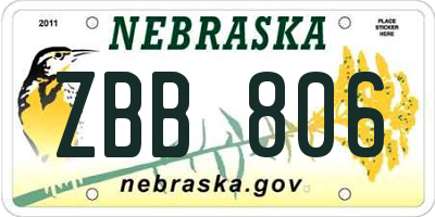 NE license plate ZBB806
