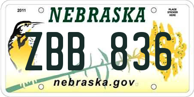 NE license plate ZBB836