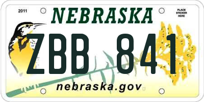 NE license plate ZBB841