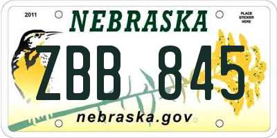 NE license plate ZBB845