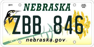 NE license plate ZBB846