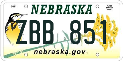 NE license plate ZBB851