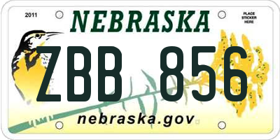 NE license plate ZBB856