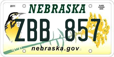 NE license plate ZBB857