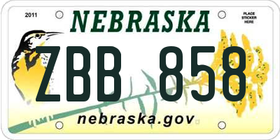 NE license plate ZBB858