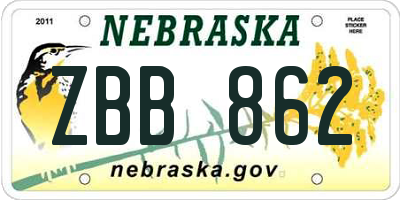 NE license plate ZBB862