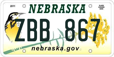 NE license plate ZBB867
