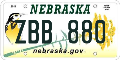 NE license plate ZBB880