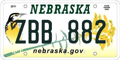 NE license plate ZBB882