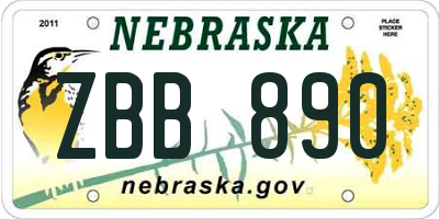 NE license plate ZBB890