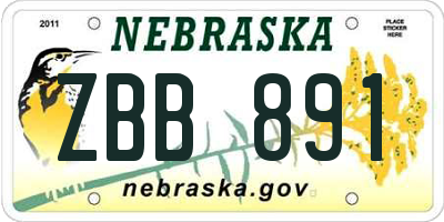 NE license plate ZBB891
