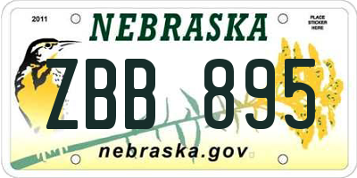 NE license plate ZBB895