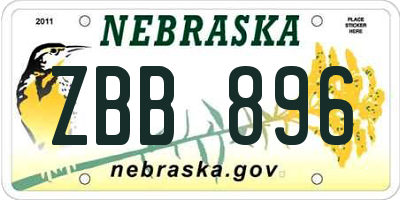 NE license plate ZBB896