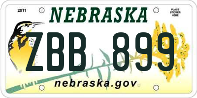NE license plate ZBB899