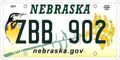 NE license plate ZBB902