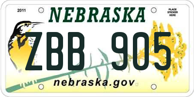 NE license plate ZBB905