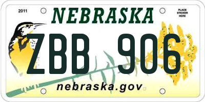 NE license plate ZBB906