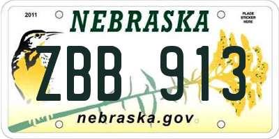 NE license plate ZBB913
