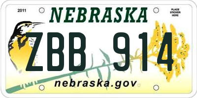 NE license plate ZBB914