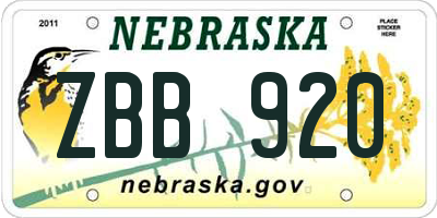 NE license plate ZBB920