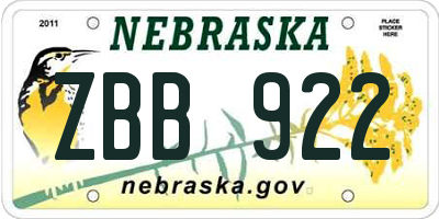 NE license plate ZBB922