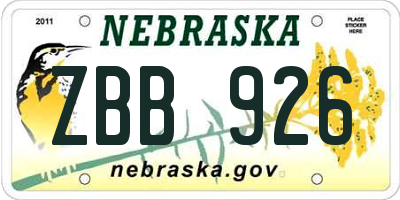 NE license plate ZBB926