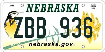 NE license plate ZBB936