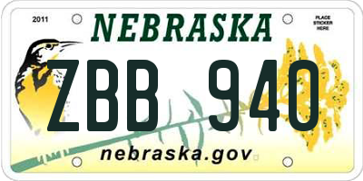 NE license plate ZBB940