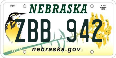 NE license plate ZBB942