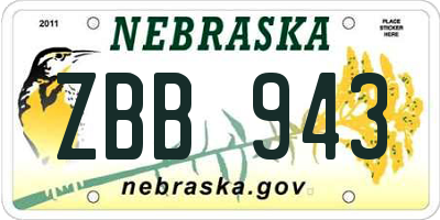 NE license plate ZBB943
