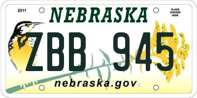 NE license plate ZBB945