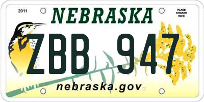 NE license plate ZBB947