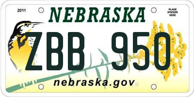 NE license plate ZBB950