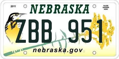 NE license plate ZBB951