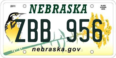 NE license plate ZBB956