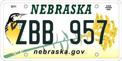 NE license plate ZBB957