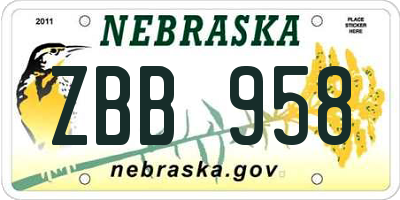 NE license plate ZBB958